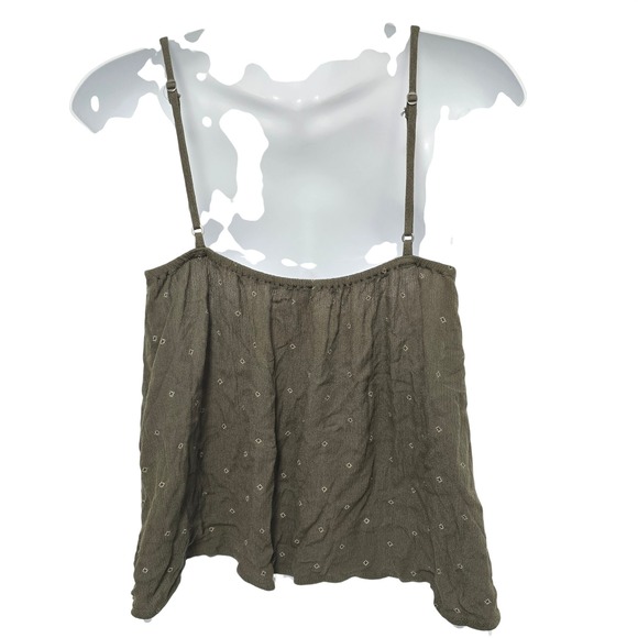 American Eagle Olive Green Embroidered Boho Cami Tank Top - Picture 3 of 9